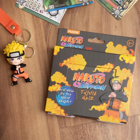 NARUTO SHIPPUDEN LOT - Hat, Piggy Bank, Trivia Game, Key Chain, Metal Art, Cards - Picture 3 of 6